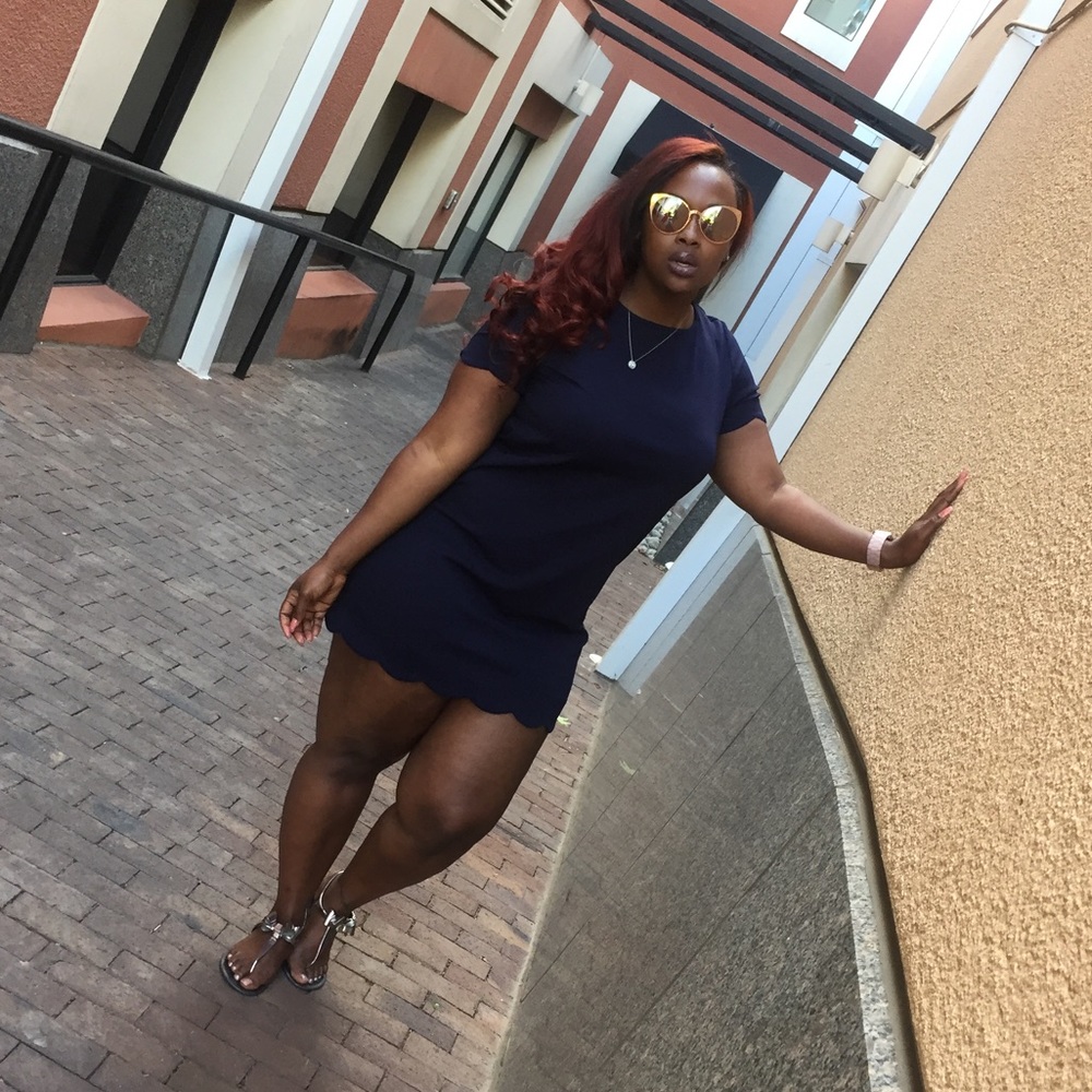 Navy scallop dress